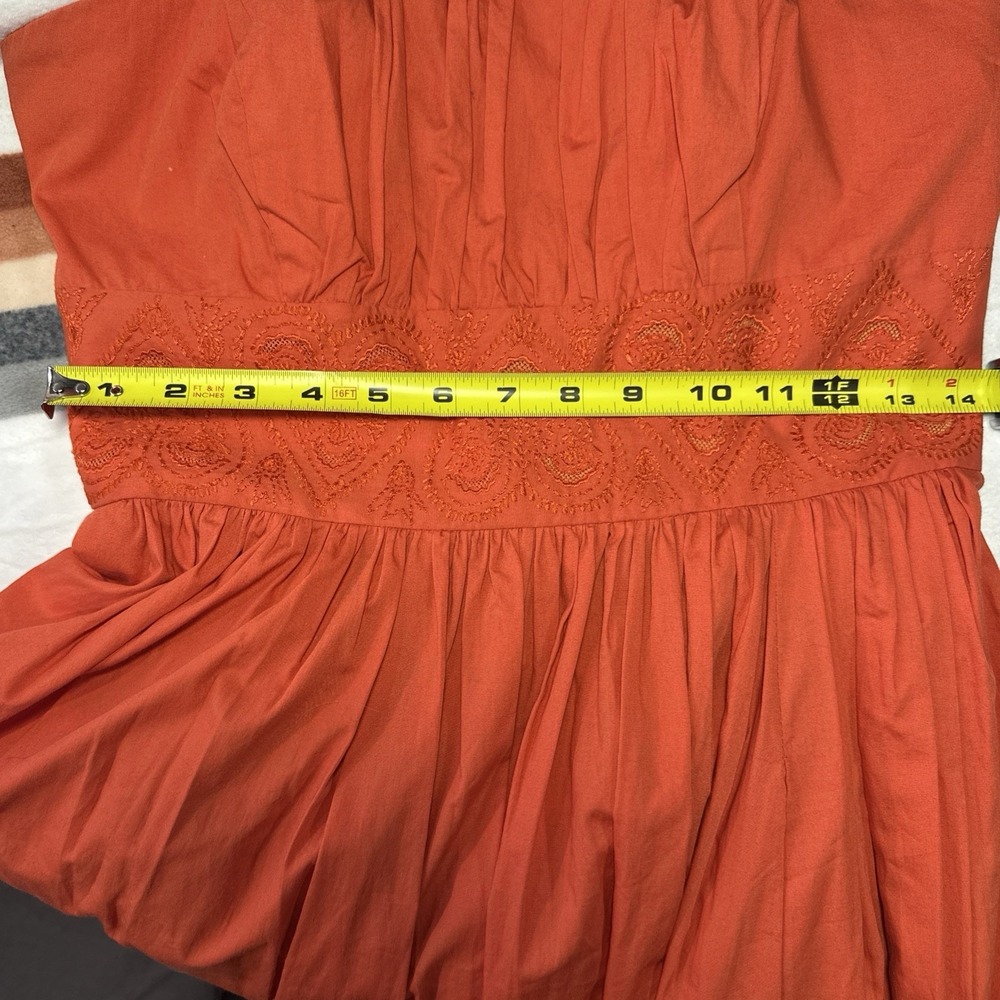 Plenty by Tracy Reese Orange Embroidered Strapless Cotton Midi Dress Size 8 - Picture 7 of 9